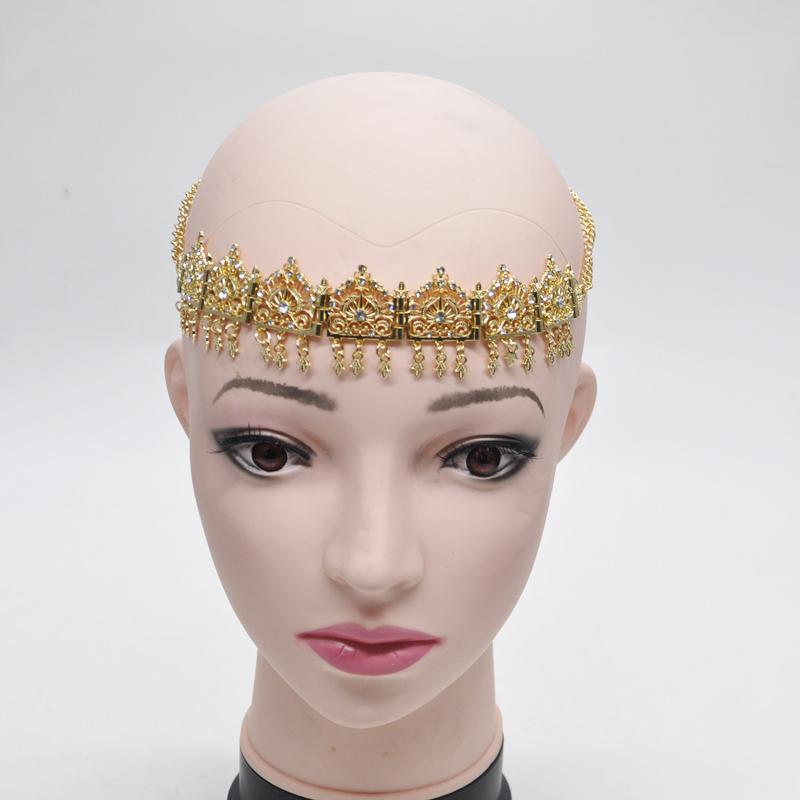 

Hair Clips & Barrettes Latest Bridal Headchain Fashionable Tassel Wedding Accessory Luxury Algerian Crown Women's Jewelry Chain, Golden;silver
