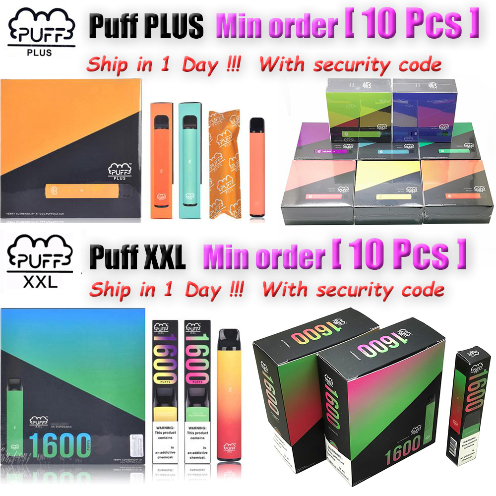 

[10 PCS] PUFF BAR PLUS XXL BANG E Cigarette Disposable Vape Pen Device Kit 800 puffs and 1600 PUFFS 550mah 850mah Battery Cartridge Vaporize