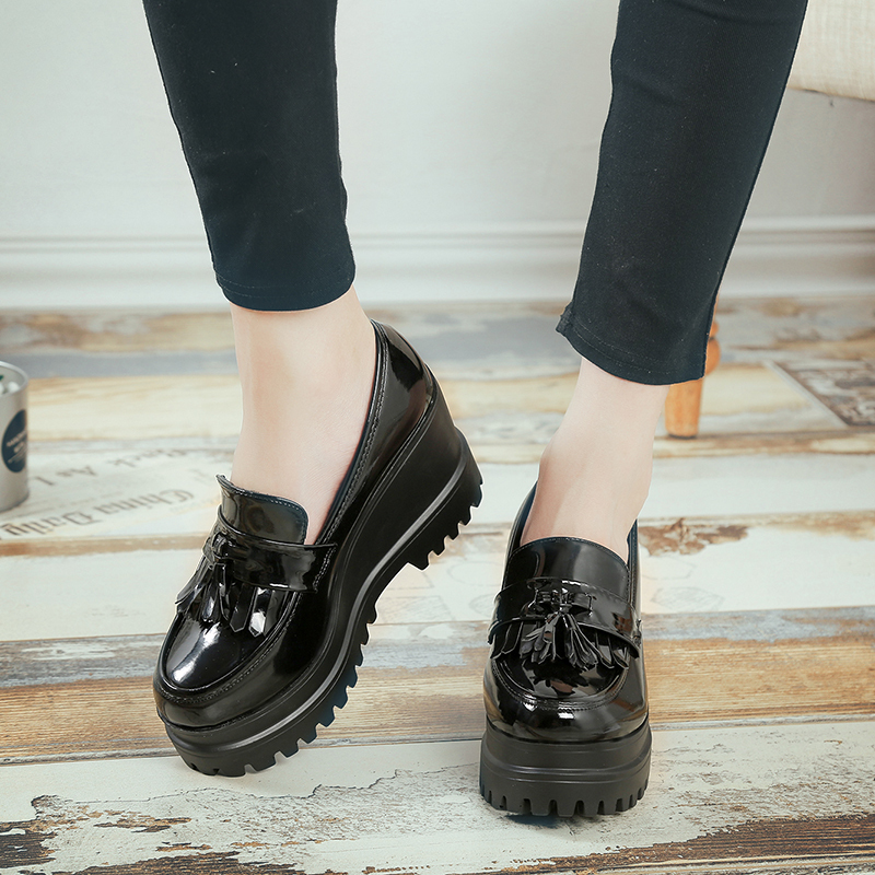 

2021 New Spring Autumn Pumps Women Tassel High Heels Casual Woman Pu Leather Round Toe Shoes Q4h5, Black