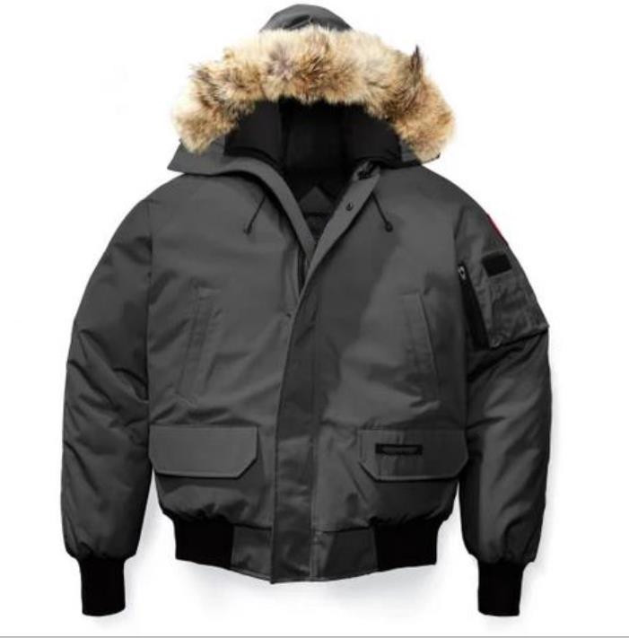 

Men Bomber Down Jacket High Quality Removable Wolf Fur Parkas Zipper Pockets Warm Outwear Designer Women Ruff Winter Coat, Jacket dustbag