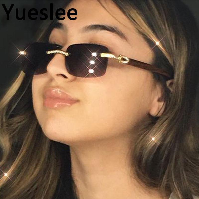 

Sunglasses 49720 Wooden Retro Frameless Luxury Men Women Fashion Shades Uv400 Vintage Glasses