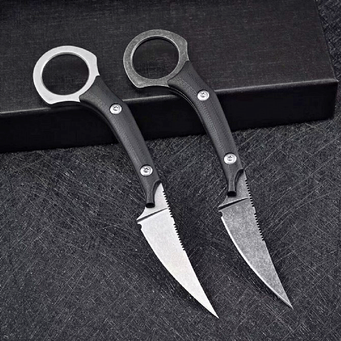 

Top Quality Fixed Blade Straight Knife D2 White/Black Stone Wash Blades Full Tang G10 Handle Survival Tactical Knives With Kydex