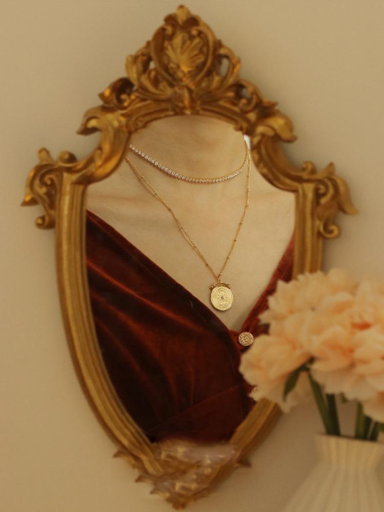 

Chains Plating Genuine Gold Titanium Steel Circle French Long Necklace Sweater Chain Female Clavicle Jewelry Goth Bijoux