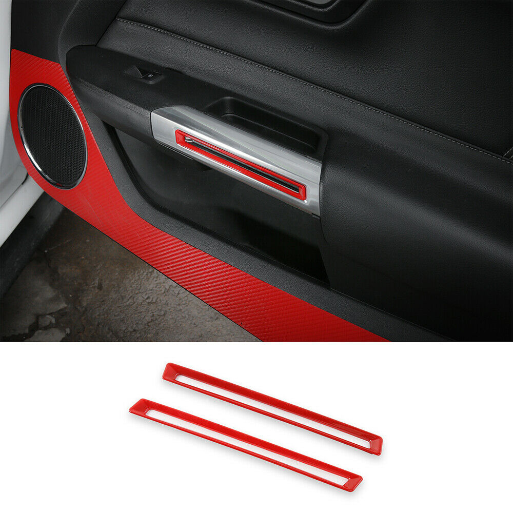 

Interior Door Handle Ring Decoration Accesssoires For Ford Mustang 15+ Red 2PC
