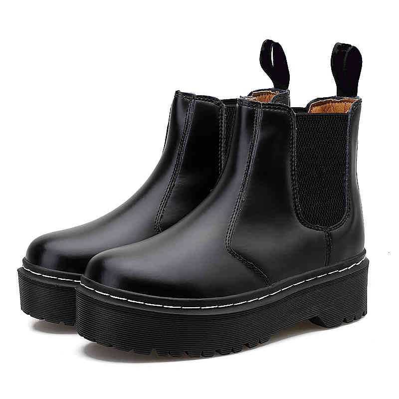 

dress shoes fashion women chunky heel ankle boots lasdies chelsea black platform female thick bottom casual botas de mujer 6kzr