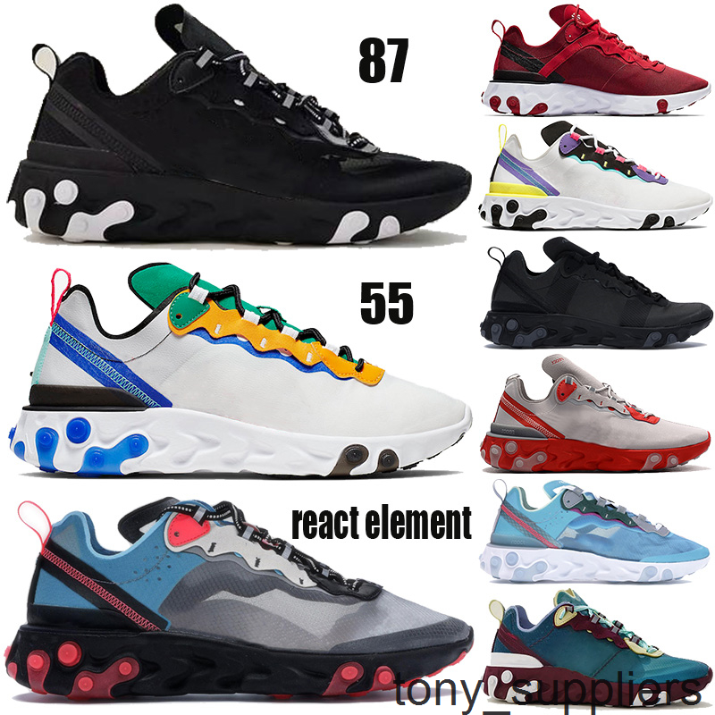 

React Element 55 87 Running Shoes Undercover gold blue black white Men Women Sneakers with tag white psychic Purple Hyper Pink Trainers
