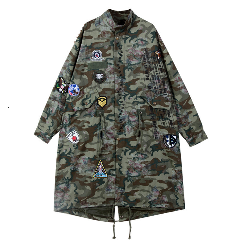 

Sherhure 2021 Patches Printing Oversize Jacket Women Women's Leather Coat Autumn Coats 08tx, Army green.