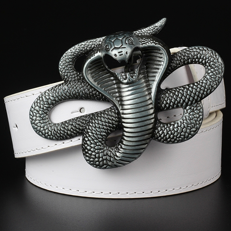 

2021 New Style Man Big Leather Buckle Show Belts King Snake Belt Drop Ship Npp7, Black