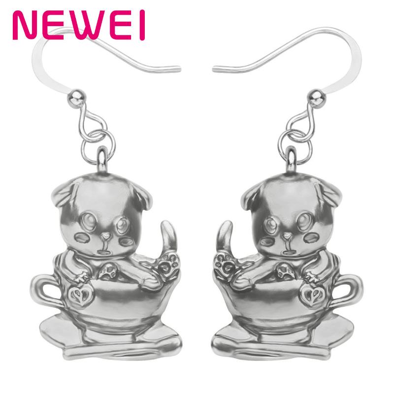 

Dangle & Chandelier Ei Alloy Antique Gold Plated Cup Cute Dog Earrings Cartoon Anime Animal Drop Jewelry For Women Lover Kids Gift Charms, Silver