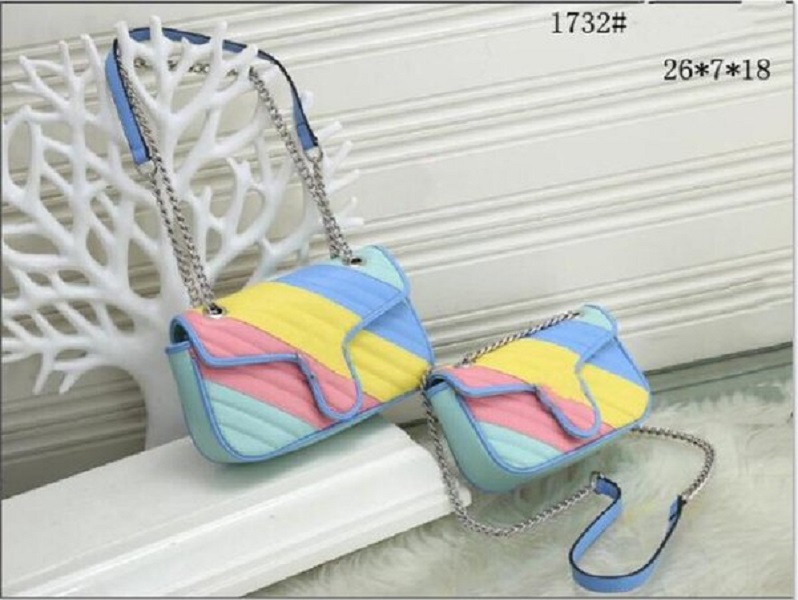 

High Quality Marmont Women Handbags Silver Chain Shoulder Bags Crossbody Soho Bag Disco Messenger Purse, Black withe 18cm