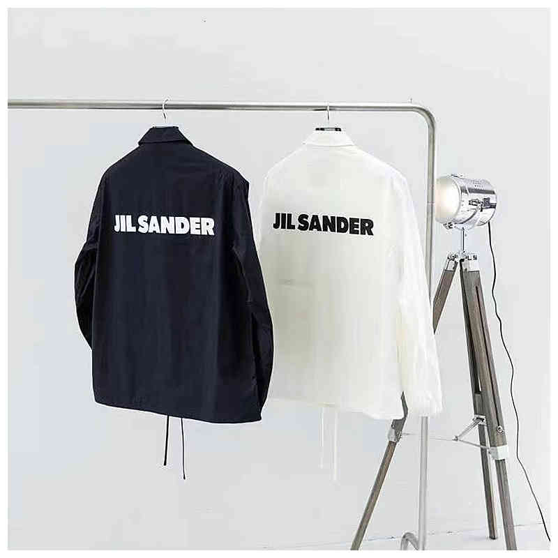 

Men's Trench Coats Jil sander outono minimalista carta impressão blusão jaqueta masculina casual solto à prova dwaterproof água feminino VA9R, 1# shoe box