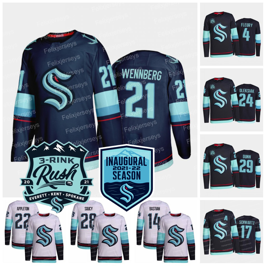 

Seattle Kraken Alex Wennberg Jersey Mason Appleton Calle Jarnkrok Marcus Johansson Max McCormick Vince Dunn Haydn Fleury Jamie Oleksiak Carson Soucy, Youth s-xl inaugural patch white