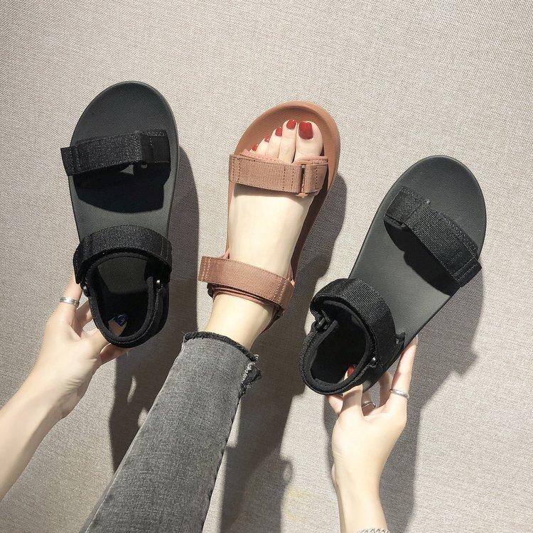 

New Women Sandals 2021 All-match Summer New Open Toe Solid Women Shoes Rome Ladies shoes, Black