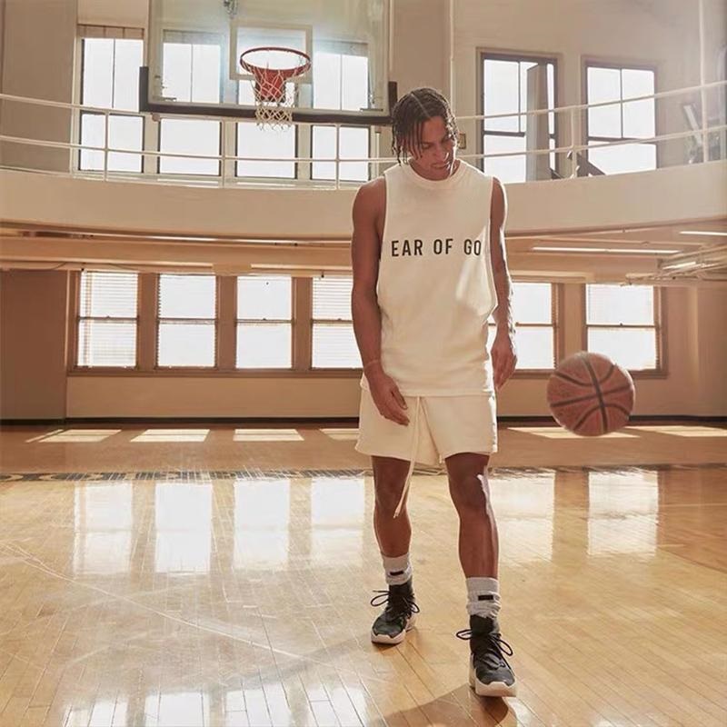 

2021 Summer Casual T Shirt Skateboard Collaborate Vest Men Women Embroidery Logo Sleeveless streetwear Sportwear Oversize Tee, Apricot vest