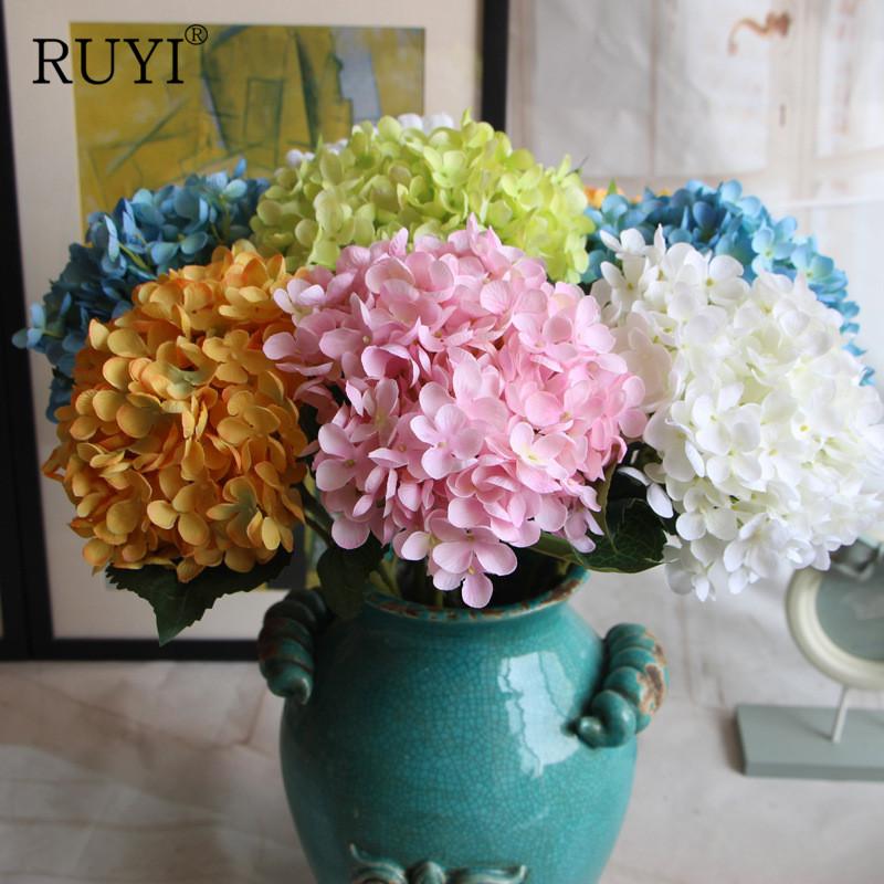 

High quality Bouquet Artificial Hydrangea Silk Fower Amazing Colorful Decorative Fower For Wedding Party, Green