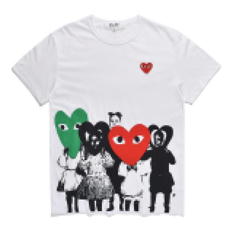 

COM Best Quality des GARCONS Divergence Heart print T-shirt Black, White