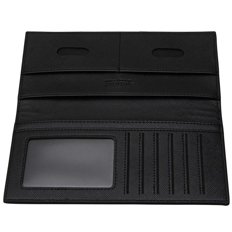 

Wallets Super Slim Business Leather Clutch Long Wallet Bifold ID Card Holder Men Purse 7XEC, Black