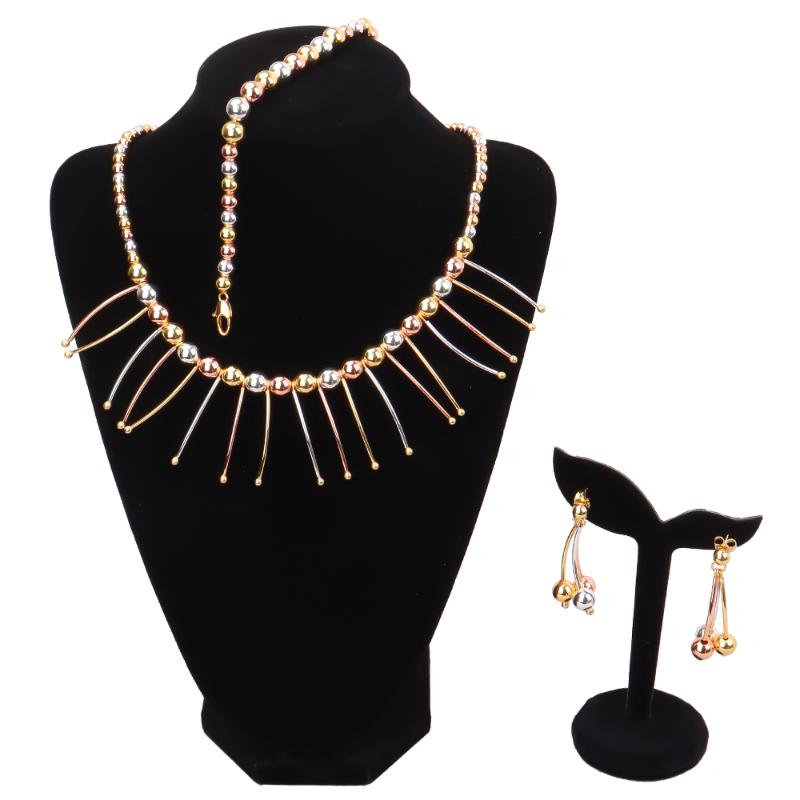

Earrings & Necklace Africa Necklaces Jewelry Set Gold Color Metal Big Exaggerated Torque Choker Steampunk Party, Silver
