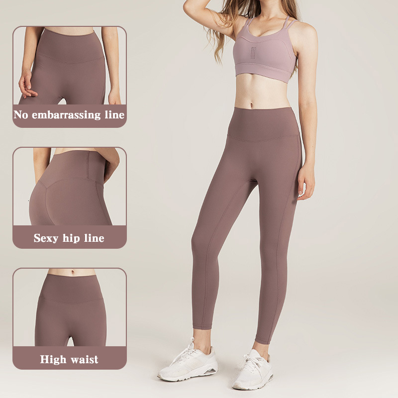 

2021 No Couture Gymnasium Fitness Clothes Running Sexy Plays Yoga Pants High Waist Legging Female Sport Colorme Colorvalue Leggings Mujer Pk, Apple green.