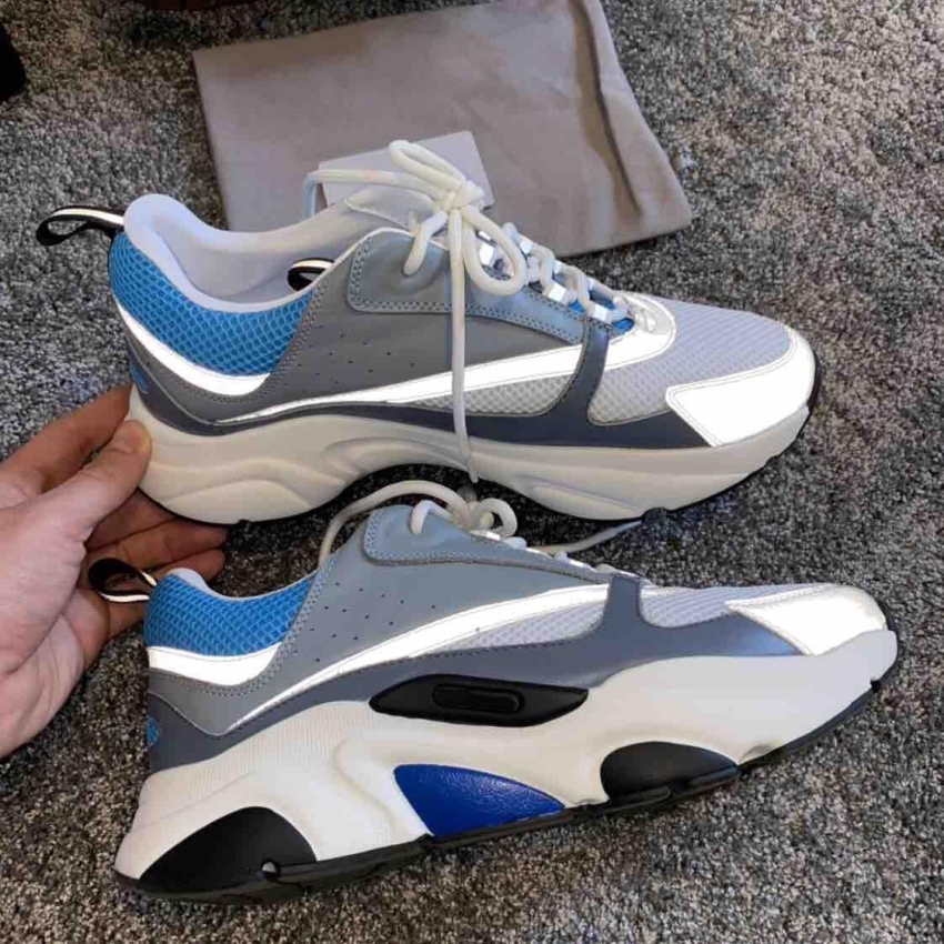 

top quality b22 men women shoes homme fashion footwears casual sneakers blue white black designer running technical knit calfskin trainers, 21