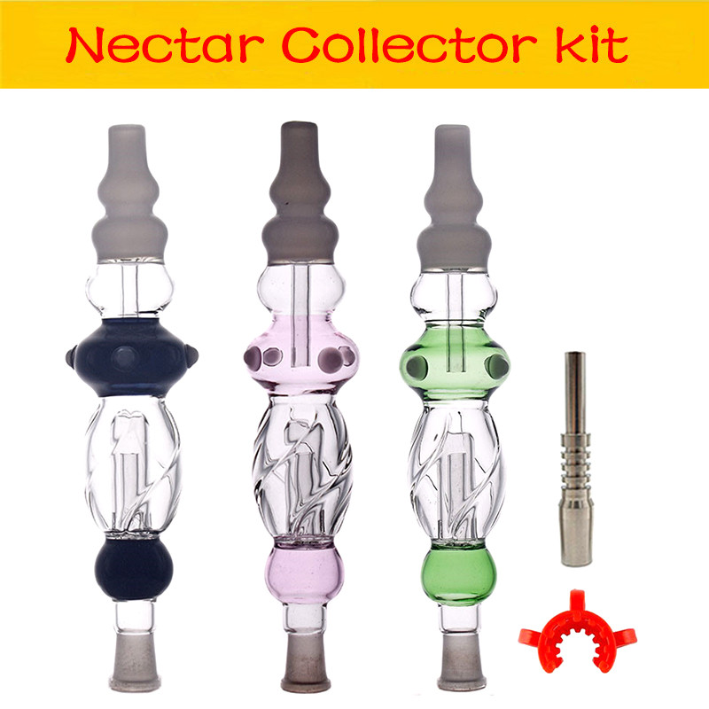 

Hot NC Collector Kit 14mm Collectors Dab Straw Oil Rigs Micro NC Set Glass Water Pipe Titanium Tip and quartz nail tip with free clip