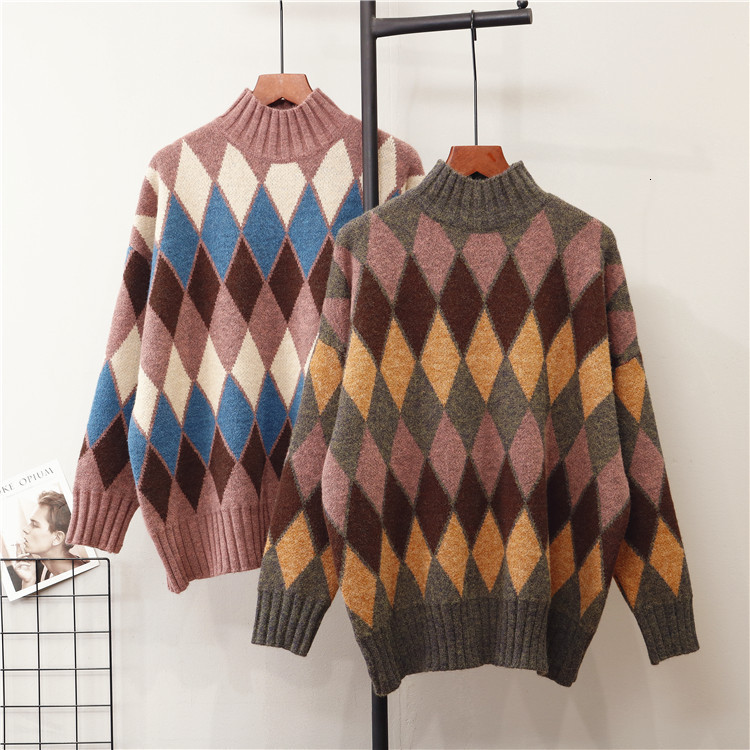 

2021 New Jumper Winter Tops Neck-to-neck Casual Sweaters Women's Blouses Long Sleeve Shirt Short Sweater Thin F0pm, Pink