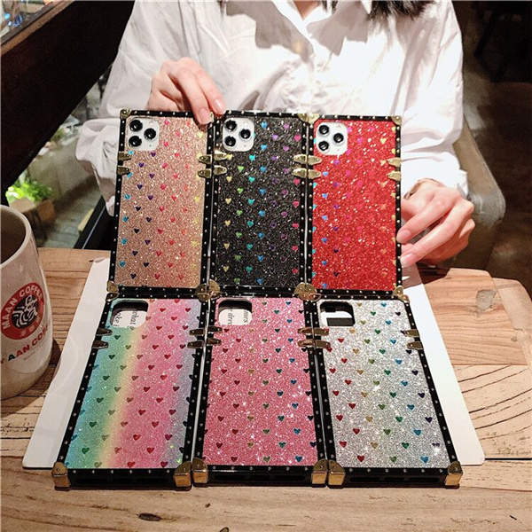 

Love flash powder luxury designer bling phone cases for iPhone 12 11 pro promax X XS XSMAX 7 8 Plus A20 note20 S21 A51 A71, Pink