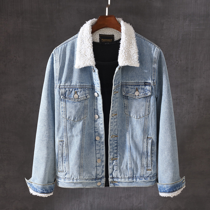 

2021 New Newly Designer Fashion Winter Jacket Men Retro Light Blue Veet Warm Denim Cotton Coats Thick Parka British Chaqueta Hombre S1bd