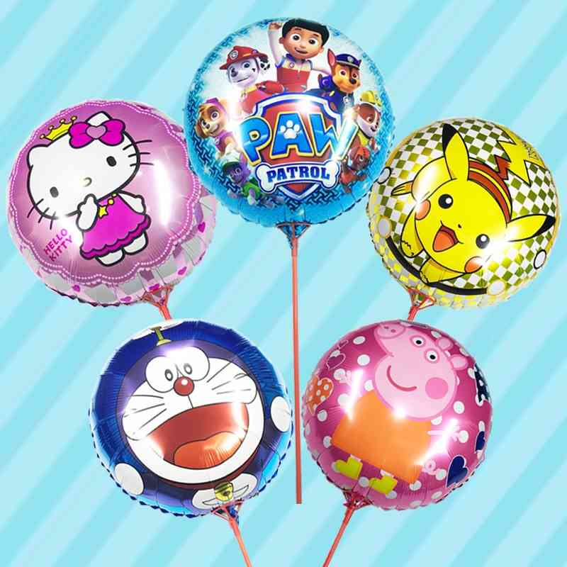 

Ground push long handle children's cartoon street sweeping 18 inch aluminum film balloon with pole