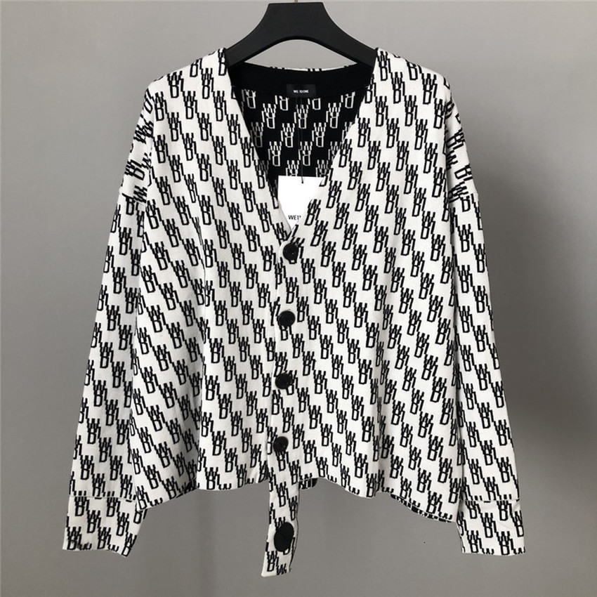 20fw we11done féminin mâle cardigan 1: 1: 1 Supérieur qualité noire vieille veste élévatrice veste lâche jacquard pull pull pull pulls D0qn