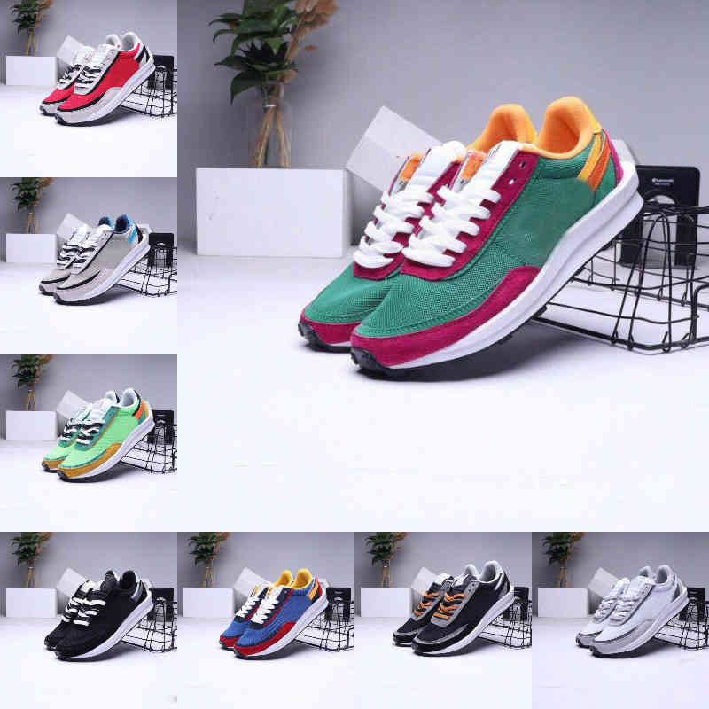 

2021 Nlke Running Shoes Dark Iris Sesame Blue Void Sacais X Waffle LDV VaporWaffle Pegasus Nylon Black White Off Trainers Sneakers Size F09