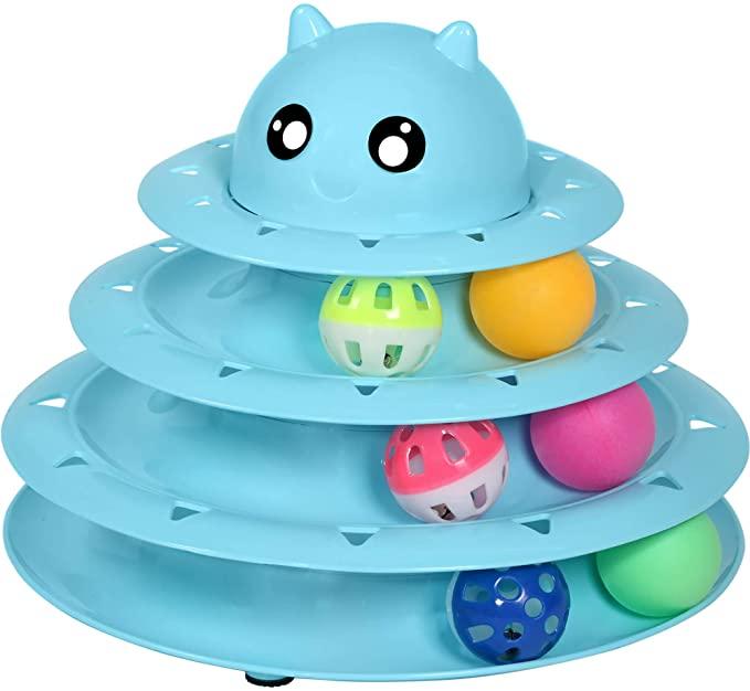 

Cat Toys 3-Level Turntable Balls With Six Colorful Interactive Toy Roller Kitten Fun Physical Exercise Puzzle