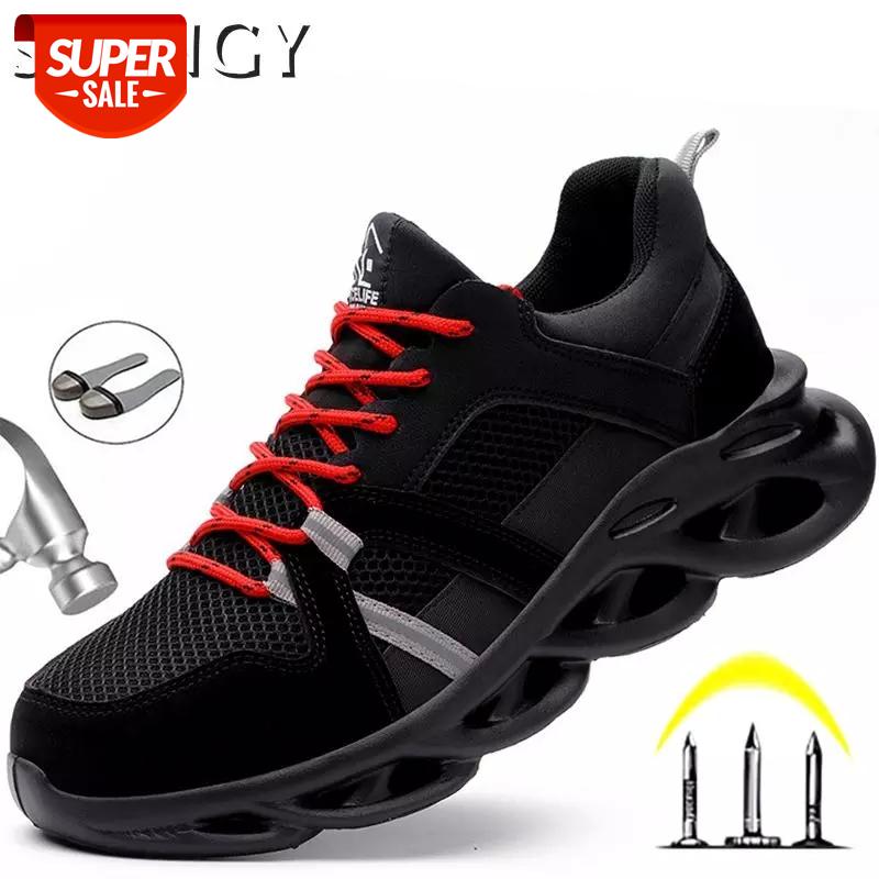 

Autumn New Men Safety Shoes Steel Toe Work Puncture-Proof Mesh Sewing Men's Shoes Mixed Color Anti-Puncture Males Sneaker #CB64