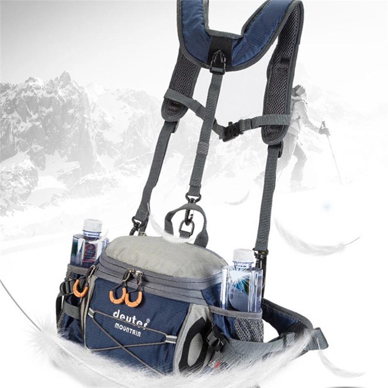 

Sports Waist Bag Men Women Outdoor Hiking Riding Waterproof Wearproof Backpack 8L Camping Travel Shoulder Bag Water Bottle Pack, Black