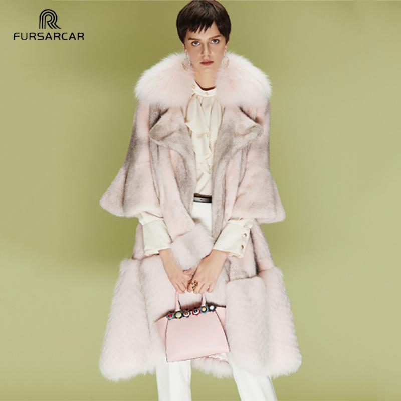 

Women's Fur & Faux FURSARCAR Luxury Real Natural Mink Coat With Collar Waist Belt Women Winter Warm Outerwear Female Jacket, Mc-633-orange