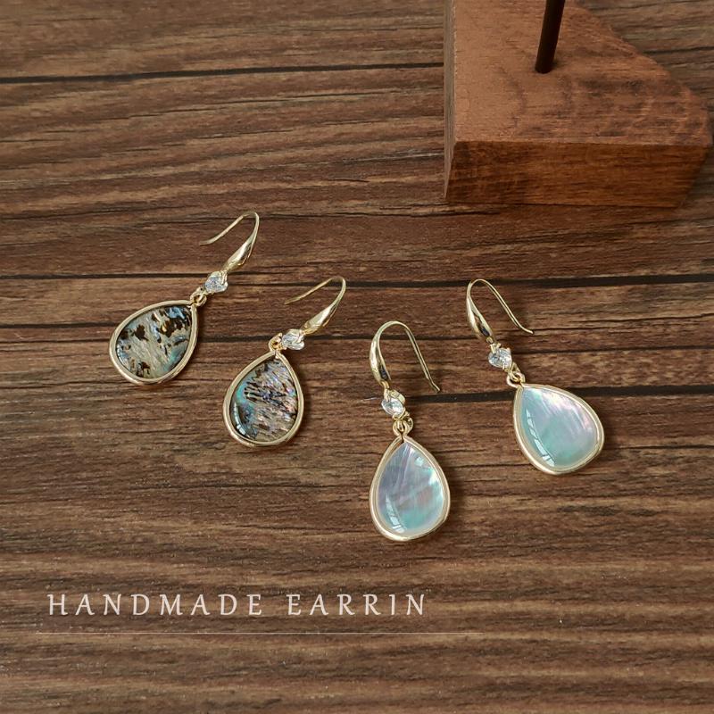 

Dangle & Chandelier Drop Earrings For Women Natural Shell Water Shape Retro Luxury Zircon Pendant Jewelry Wholesale
