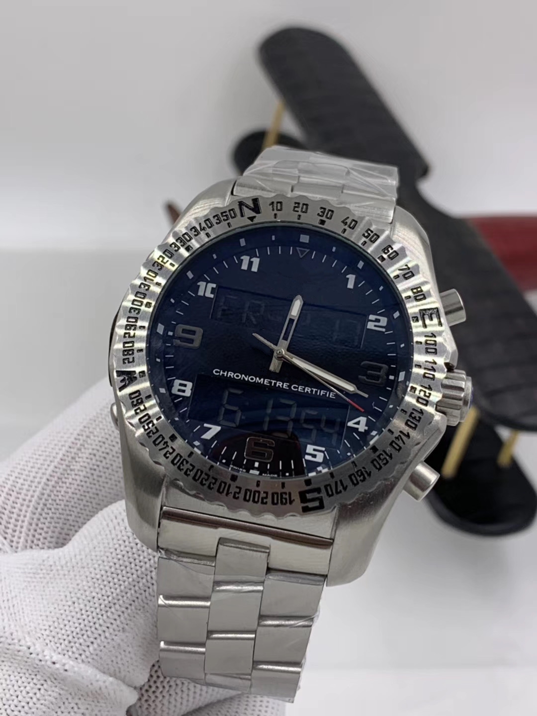 

2021 NEW 1884 PROFESSIONAL mens Dual time zone watch Electronic pointer display Man Wristwatches Metal watches 268, #4