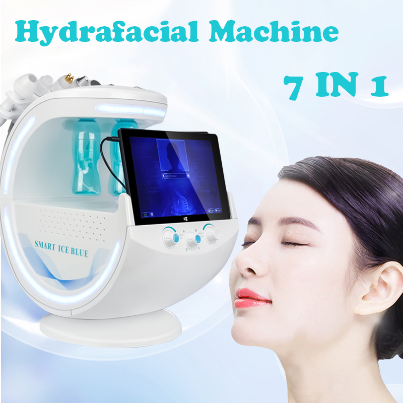 

2021 Multifunction Hydrafacial Machine Smart Ice Blue Ultrasonic RF Aqua Skin deep cleaning Dermabrasion Hydra facial with skin analysis system