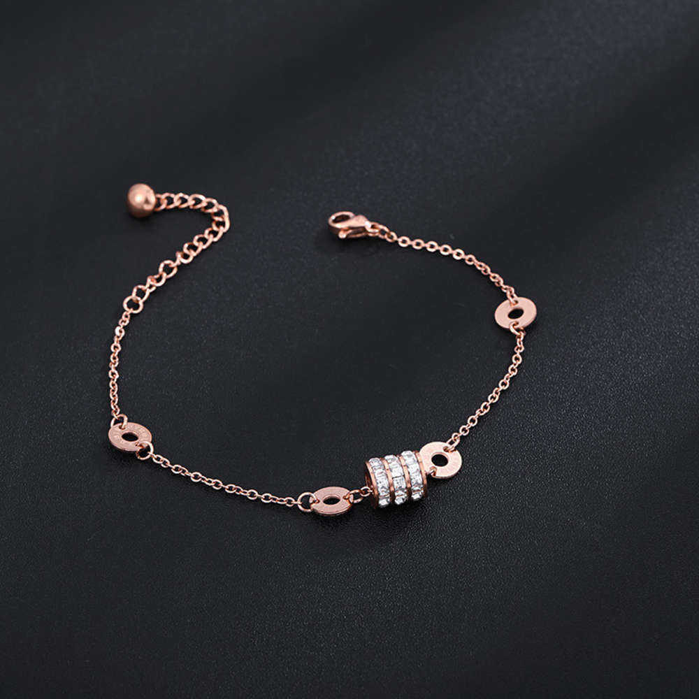 

bracelet Titanium steel classic small waist Bracelet women's year three row zircon rose gold bracelet lovers hand jewelry, Golden;silver