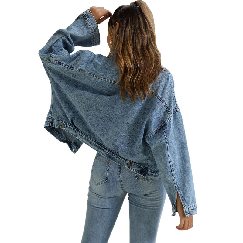 

2021 New Autumn Winter Jacket for Women Long Sleeve Turn-down Collar Fashion Casual Denim Coat Female Blue Coats and Jackets 83f8