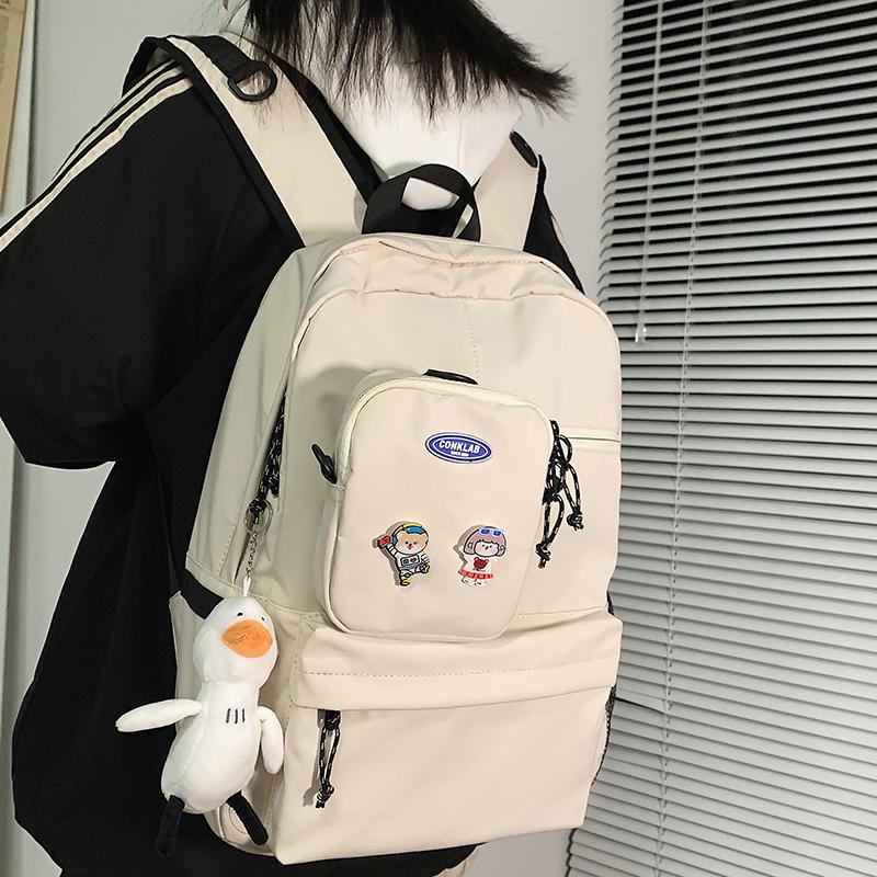 

Backpack Schoolbag Original Niche Japanese Solid Color Female Light Versatile Middle School Student Travel 2in1, Green