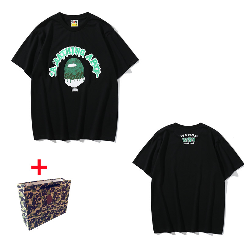 

Apes Men T Shirt Letter Printed Women's T-Shirts Casual Summer Breathable Short Sleeve Hip Hop Street Tee Bring tote bag 2021, White;black