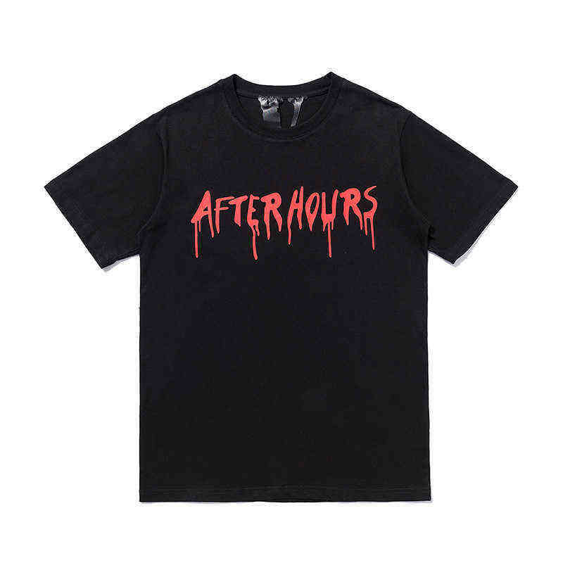 

Chao brand Vlones dark blood print high street men's and women's loose Street V letter short sleeve T-shirt, White;black