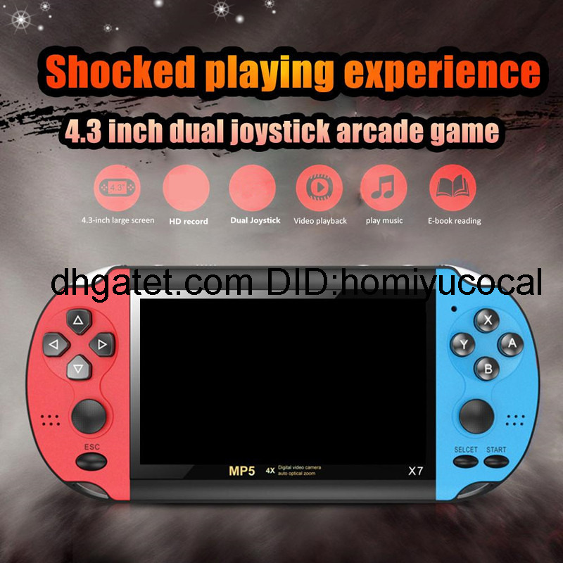 

X7 4.3 inch Video Game Console MP5 8GB ROM Double Rocker Dual Joystick Arcade Games Handheld Player Portable Retro Consoles 4.3inch 1pc