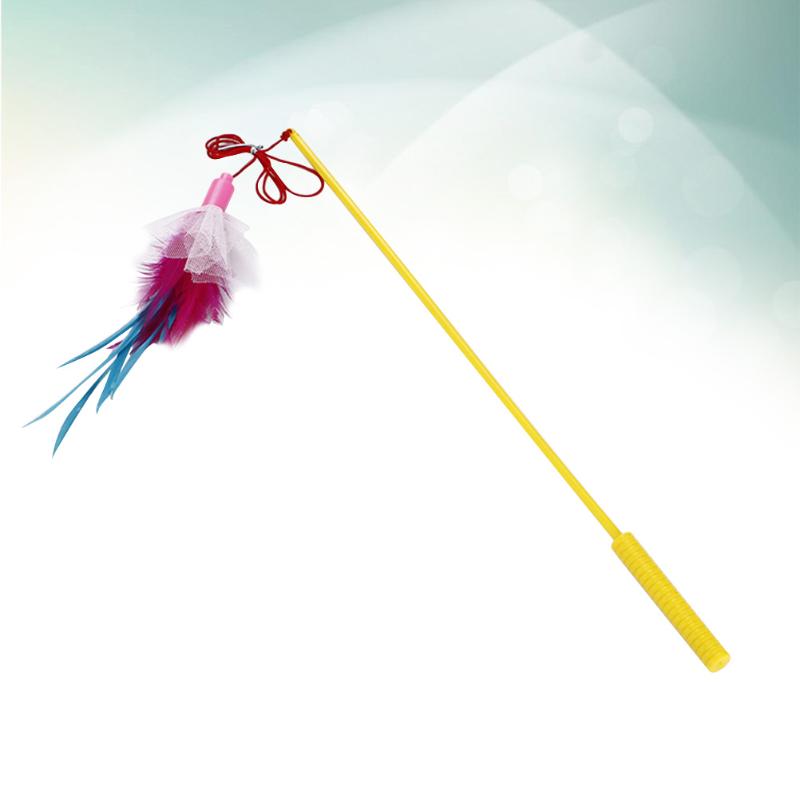 

Cat Toys 1Pc Feather Teaser Colorful Wand Kitten Interactive For Pet Playing