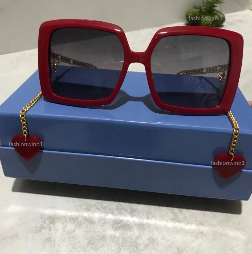 

Newest Fashion Sunglasses Women Men Online Celebrity Style Adjustable Chain Designer Unisex Big frame Square Beach Sun Glasses with Box