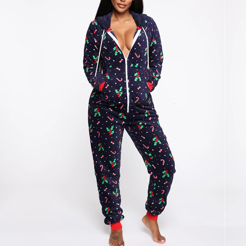 

2021 New Christmas Pajamas Set Sleepwear Pants Print Pyjamas Winter Sleeping Clothes Women Rompers Bodysuit Sleep Tops Occv, Red