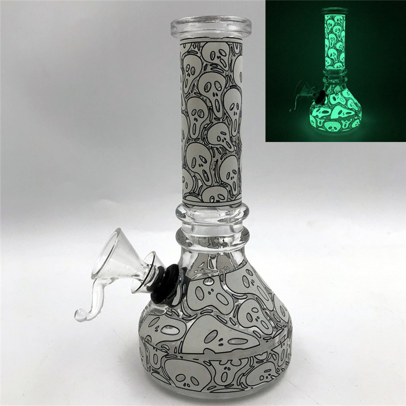 

Smoking Hookahs Glass Water Pipes Glow in the Dark Beaker Bongs 6.3inch Tall for Tobacco Dry Herb