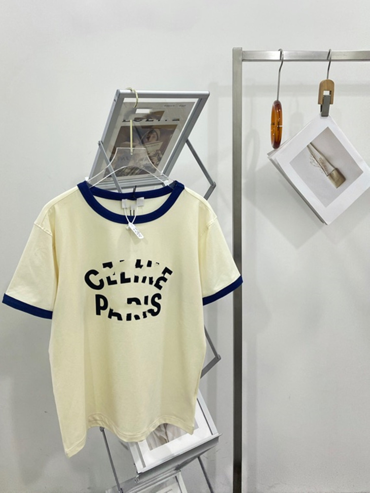 

Plug Summer 21 new contrast flocking three-dimensional letter T-shirt simple fashion cotton sports leisure short sleeve, Beige