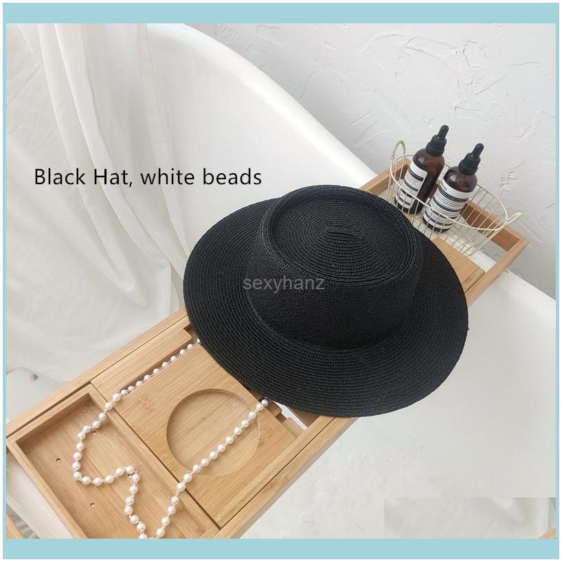 

Wide Brim Hats Caps Hats, Scarves & Gloves Fashion Aessories European And American Debutante Chain Pearl Pendant Flat-Topped St Hat Woman Su